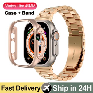 สายนาฬิกาข้อมือ โลหะ และเคส PC สําหรับ Apple Watch Band Ultra 49 มม. สําหรับ iWatch 8 7 45 มม. 41 มม. Correa