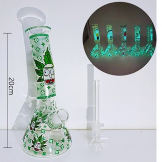 [Glass Bong]บ้องแก้ว เรืองแสงในที่มืด ท่อน้ำบีกเกอร์ มาพร้อมดาวน์สเตมใส &amp; โจ๋แก้ว 19มม