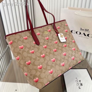 ▲№【Real shot】COACH Womens Large Capacity Tote Bag Fashion Versatile Shoulder Bag Tote Bag (with Box)