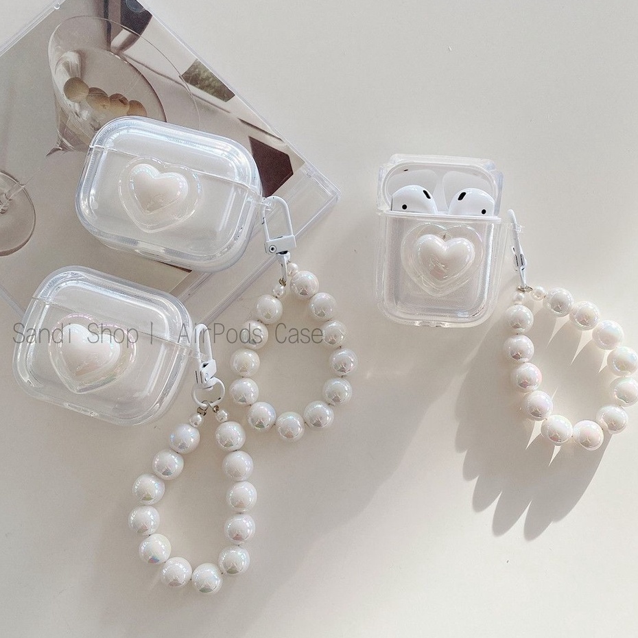 Simple Square AirPods 4 กรณีเลเซอร์หัวใจ AirPods สําหรับ AirPods 1/2/3/Pro Pro2 กรณี AirPods 3 TPU โปร่งใส Apple ชุดหูฟังบลูทูธไร้สาย Anti drop AirPods Pro กรณี
