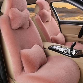 เบาะรองนั่งในรถยนต์ Winter Rabbit Plush Warm Universal Cushion Full Car Five Seater Universal Short Hair Backrest Anti-s