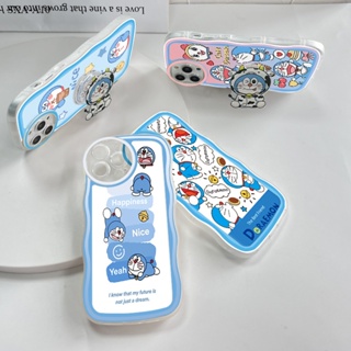 Samsung Galaxy A10 A10S A11 A12 A13 A14 A21S A51 4G 5G เคสซัมซุง สำหรับ Case Cartoon Doraemon Cat Wave Bracket เคส เคสโทรศัพท์ เคสมือถือ Full Back Cover Soft Cases Protective Shockproof Casing