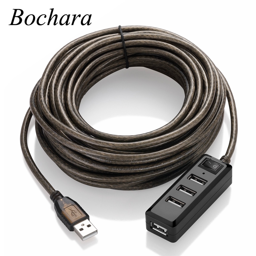 Bochara 4 พอร์ต USB 2.0 HUB สายต่อชายหญิง Active Repeater ชิปเซ็ตในตัว Shielded