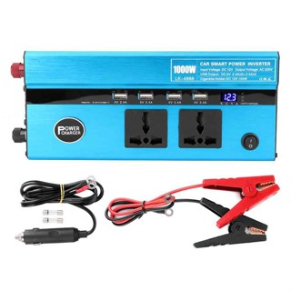 อินเวอร์เตอร์ 1000W Car Smart Power Inverter DC 12V to AC 220V 50Hz w/4 USB Ports 2 AC 2DC Outlets ป้องกันการโอเวอร์โหลด