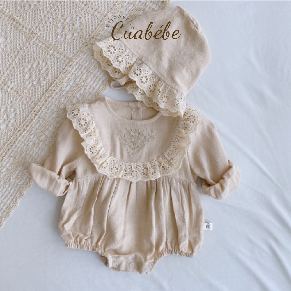 Bodychip Baby Jumpsuit เสื้อลูกไม้คอปกพร้อมหมวก Cuebebe - VBC012