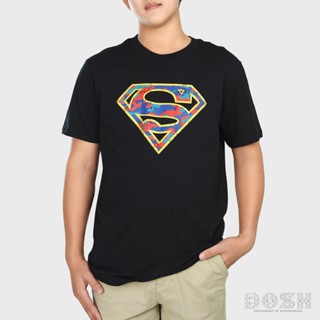 DOSH:MENS T-SHIRTSเสื้อยืดคอกลม แขนสั้น สีดำ ผู้ชาย พิมพ์ลาย SUPERMAN รุ่นESMT5016-BL