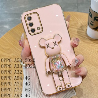 ใหม่ เคสโทรศัพท์มือถือ ซิลิโคนนุ่ม ลายหมีโหด ถั่วน้ําตาล 3D พร้อมขาตั้ง สําหรับ OPPO A53 A33 2020 A32 A74 A93 A94