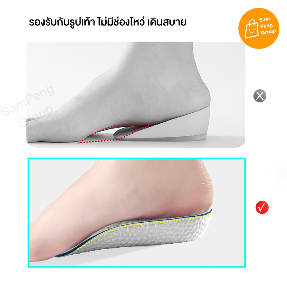 แผ่นเพิ่มความสูง 👟เสริมส้นเท้า เพิ่มส่วนสูง 1.5-3.5 cm. ส้นสูง โฟมเสริมส้นรองเท้า แบบนิ่ม เบา ใส่เดินสบาย กันกระแทก