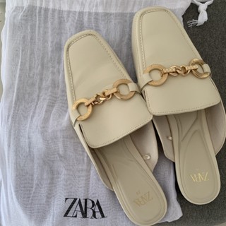 [มือ 2 สภาพดี] รองเท้าเปิดส้น ZARA สีขาวครีม ไซส์ 39