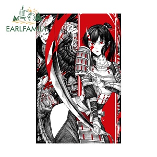 Earlfamily สติกเกอร์ ลายกราฟฟิติ Oni Geisha Samurai Warrior ขนาด 13 ซม. x 8.5 ซม. สําหรับตกแต่งรถยนต์ แล็ปท็อป รถจักรยานยนต์