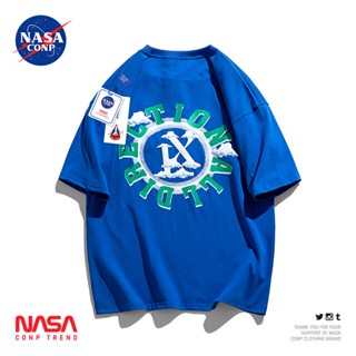 เสื้อยืดแขนสั้น คอกลม พิมพ์ลายตัวอักษร NASA แฟชั่นฤดูร้อน สําหรับผู้ชาย ผู้ชายและผู้หญิงคู่แขนสั้นสไตล์เดียวกัน_59