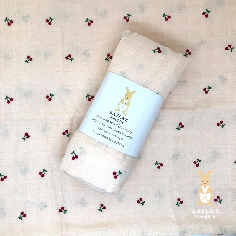 Kayla's Swaddle [4 ผืน 1000] ผ้าห่อตัวมัสลินแบมบู 70% คอตตอน 30% ขนาด 120*120 cm