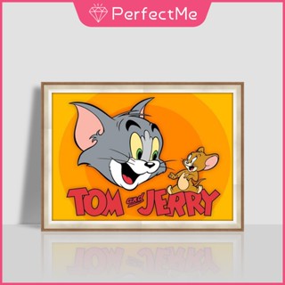 (พร้อมส่ง) ภาพจิตรกรรมปักครอสสติตช์คริสตัล รูป Tom&amp;jerry 5D ขนาด 40x30 ซม. สําหรับตกแต่งบ้าน DIY 1 ชุด