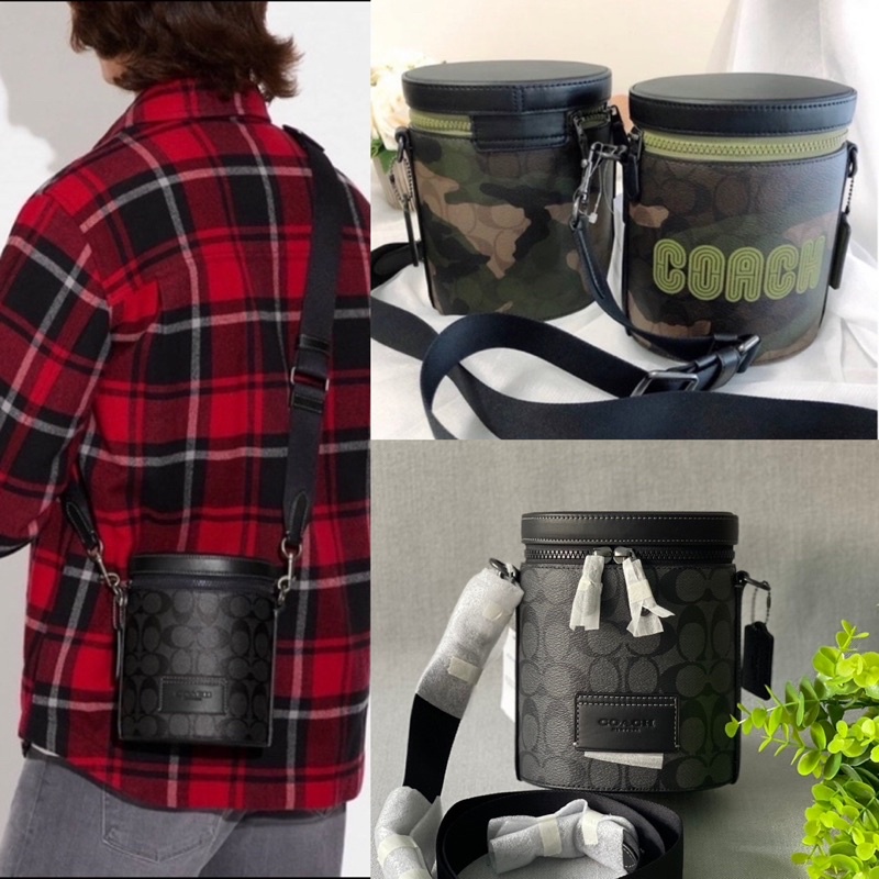 🎀 (สด-ผ่อน) กระเป๋า 5.5 นิ้ว ลายพราง CC024 / ดำลายซี C9843 Barrel Crossbody In Signature Canvas