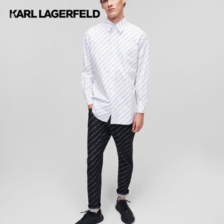 KARL LAGERFELD - ALL-OVER KARL LOGO POPLIN SHIRT 226M1680 เสื้อเชิ้ต