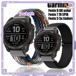 สายนาฬิกาข้อมือไนล่อน แบบนิ่ม สําหรับ Garmin Fenix ​​7x 7 6 6X Pro Solar EPIX Gen 2 Enduro 5 5X Plus 3HR Descent MK1 Mk2 Mk2i