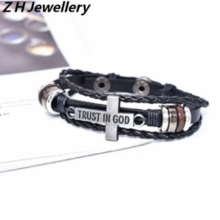 [Z H Jewelry] สร้อยข้อมือหนัง สไตล์ฮิปฮอป ร็อค เรโทร 18.5 ซม. ~ 21 ซม. สําหรับผู้ชาย