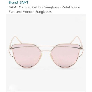 แว่นกันแดด GAMT Mirrored Cat Eye Sunglasses Metal Frame Flat Lens Women Sunglasses USA100% 🇺🇸🇺🇸