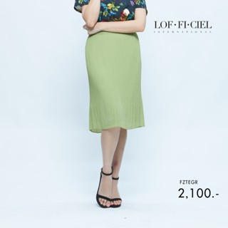 Lofficiel กระโปรงระดับมาตรฐาน PLEAT SKIRT สีเขียวอ่อน (FZTEGR)