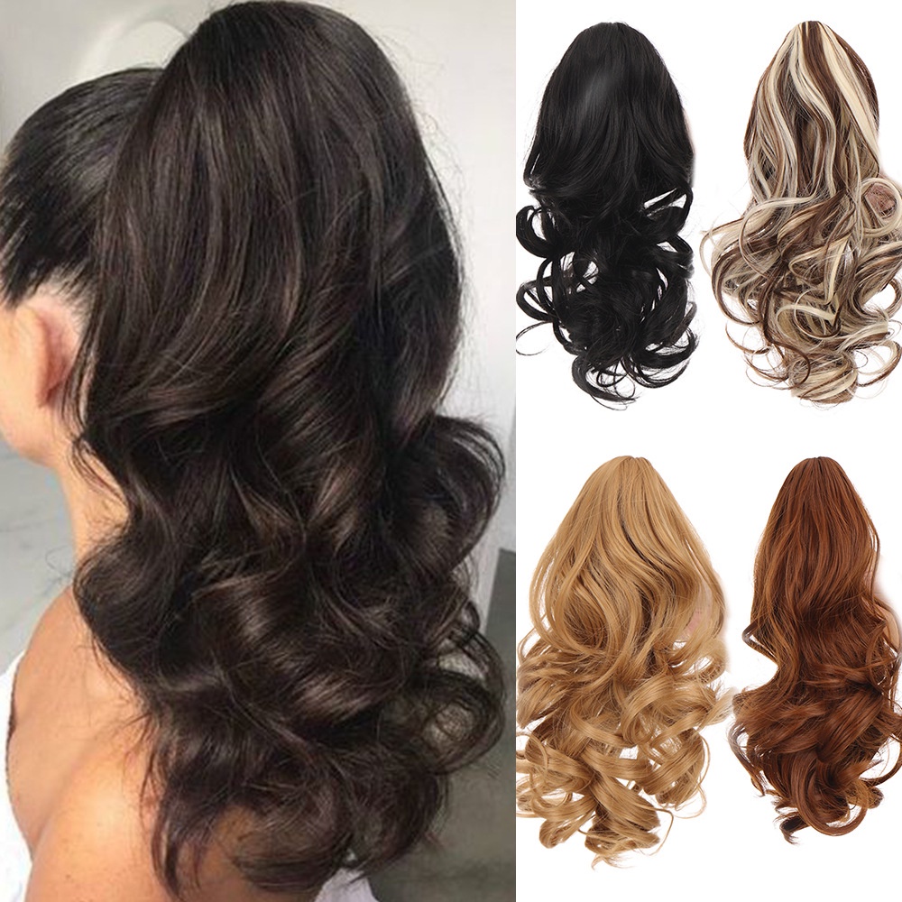 วิกผมสังเคราะห์ หางม้า สั้น 12 นิ้ว สีบลอนด์ สีน้ําตาล สําหรับผู้หญิง