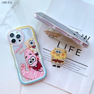 【ฟรี ที่วางโทรศัพท์】OPPO F11 F9 F7 F5 F1S Youth Pro Cartoon เคสออปโป้ สำหรับ Soft TPU Clear Case การ์ตูน SpongeBob เคส เคสโทรศัพท์ เคสมือถือ เคสนิ่ม Big Wave Shockproof Cover