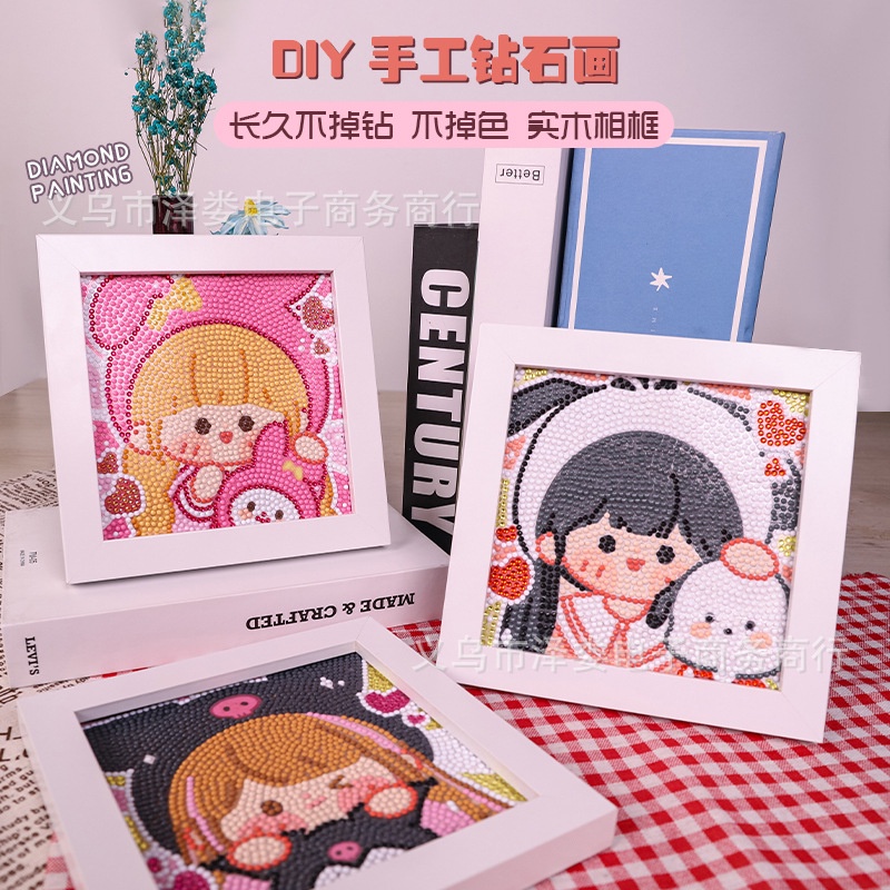 คริสตัล DIY รุ่นใหม่ผ้าไวนิล ทนแดด ทนความชื้น สีไม่ซีด แถมฟรีกรอบรูปมินิมอลสีขาว มีลายให้เลือกเยอะมา