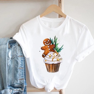 Women Merry  90s Trend Fashion Christmas Happy Holiday Clothes Cartoon Tshirt Graphic T-shirts Top Female Tee Xmas