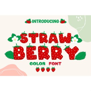 ตัวรีดติดเสื้ออักษร  A - Z ฟ้อนสวยสีสดน่ารัก Strawberry  รีด…