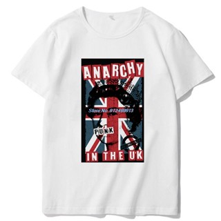 Lyzh เสื้อยืดลําลอง แขนสั้น พิมพ์ลาย Anarchy in the UK Sex Pistols Music ยุค 70s สไตล์พังก์ร็อค โอเวอร์ไซซ์ แฟชั่นฤดูร้อน สําหรับผู้ชาย