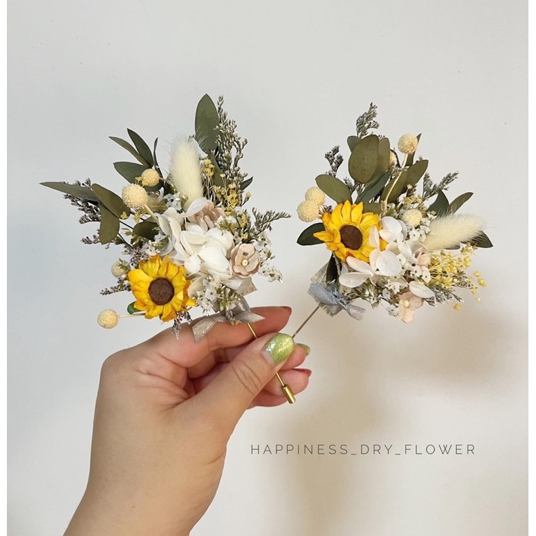 พร้อมส่ง!! Pin ติดอกดอกไม้แห้งผสมดอกกระดาษสา Pin ดอกทานตะวัน