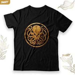 เสื้อยืด ลาย Cthulhu สีทอง สไตล์วินเทจ