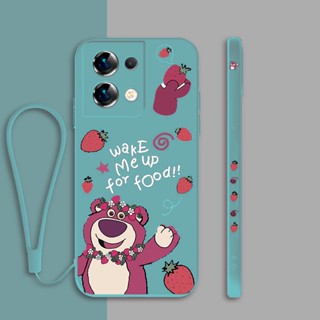 เคสโทรศัพท์มือถือแบบนิ่ม tpu กันกระแทก ลายหมี LOTSO STRAWBERRY พร้อมสายคล้อง สําหรับ oppo realme narzo 20a realme narzo 50a realme narzo 50i narzo 30 narzo 30 pro