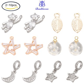 CHARMS ลูกปัดทองเหลืองรูปหมีขนาด 12X6 X 3 มม . 2 ชิ้น