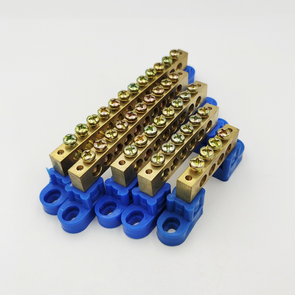 บัสบาร์กราวด์G-12804/06/08/10/12 GROUNDING BUS-BAR เทอร์มินอลกราวด์ เทอร์มินอลทองเหลือง125A สูง12MM.Xกว้าง8MM.Ø7
