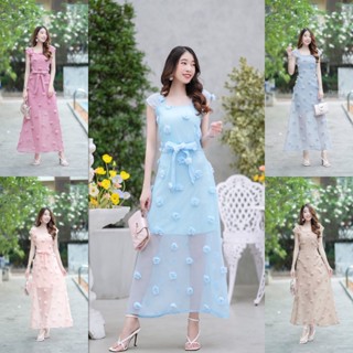 hbstation.shop เสื้อผ้าแฟชั่น Maxi Dress สีชมพู โอรส ฟ้า เทา น้ำตาลอ่อน พร้อมส่ง