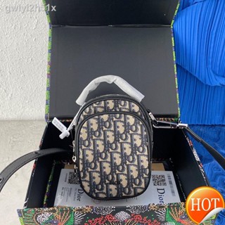 ►▧【Free Shipping】CowhideDIOR Embroidery Mobile Phone Bag Versatile Shoulder Bag Crossbody Bag (with Box)