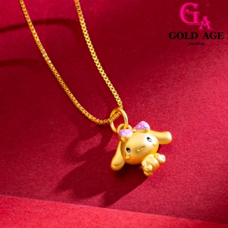 Ga พร้อมส่ง เครื่องประดับแฟชั่น สร้อยคอ ชุบทอง 24K จี้รูปกระดูกสุนัข โบว์น่ารัก ขนาดใหญ่