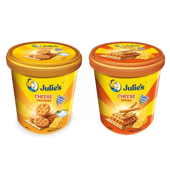 Julie’s: Cheese Sticks /Cheese Crackers จูลีส์ชีสสติ๊ก รุ่นถัง 360 กรัม