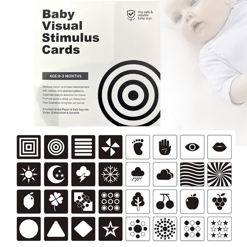 🇹🇭พร้อมส่ง : แผ่นภาพสำหรับทารก 0-3 เดือน แฟลชการ์ดสีขาวดำ แฟลชการ์ดสำหรับเด็ก