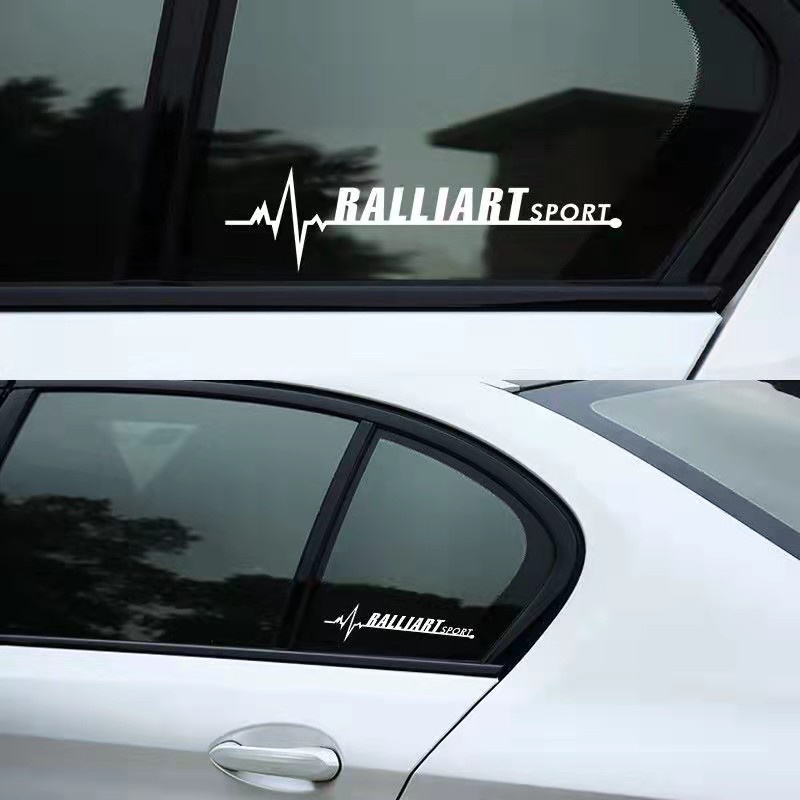 2 ชิ้น Mitsubishi สติ๊กเกอร์ติดกระจกรถยนต์ RALLIART โลโก้ racing ตกแต่ง C-41