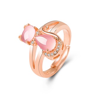 แหวน Love Cat Crystal Ring เครื่องประดับ แฟชั่น