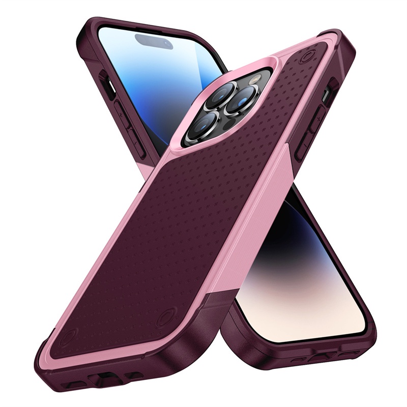 เคสโทรศัพท์มือถือ ซิลิโคนไฮบริด แบบสองชั้น ป้องกันการกระแทก สําหรับ iPhone 13 14 Plus Pro Max