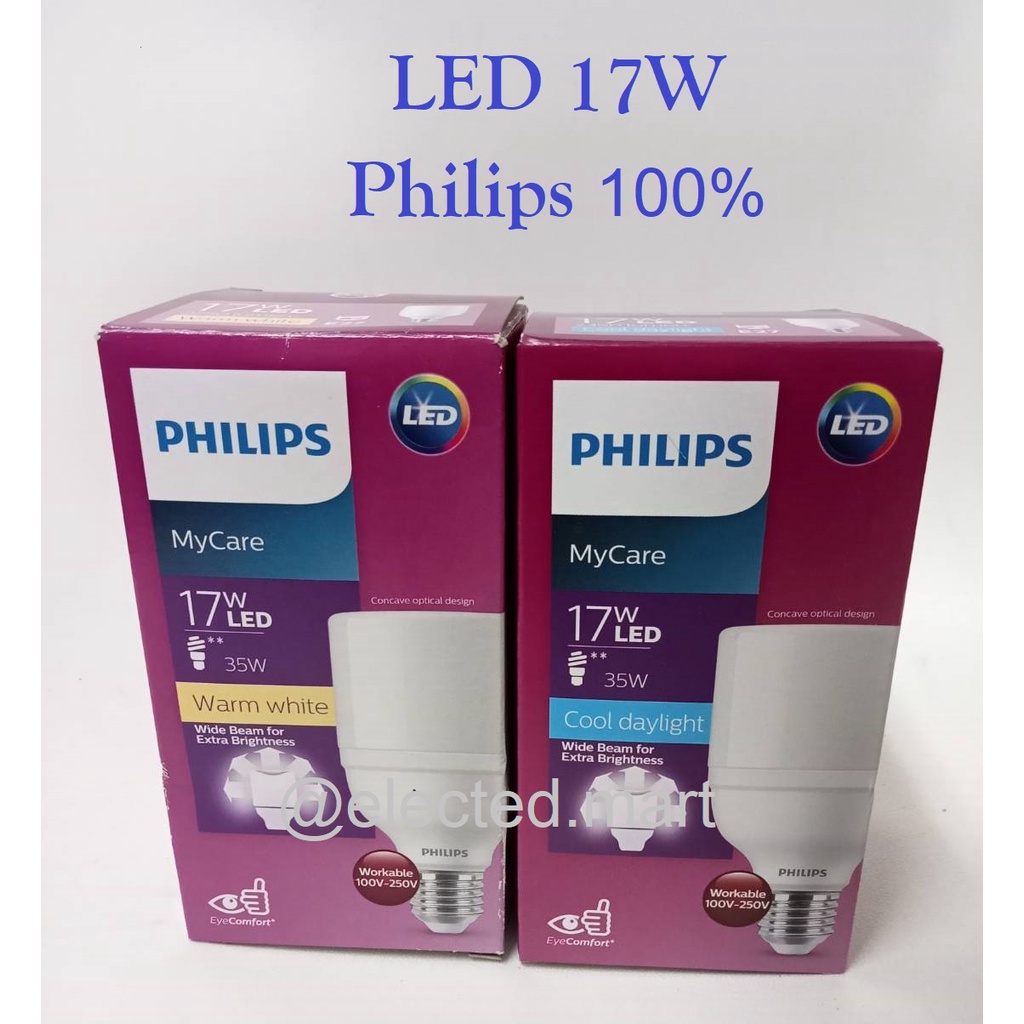 หลอดไฟ Philips LED E27 17W แสงขาว และ แสงวอร์ม รุ่น สว่างพิเศษ