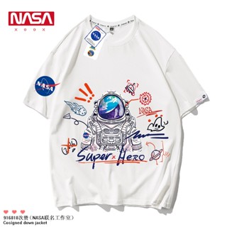 2023 เสื้อยืดแขนสั้น พิมพ์ลายนักบินอวกาศ NASA ทรงหลวม แฟชั่นฤดูร้อน สําหรับผู้ชาย และนักเรียน_51