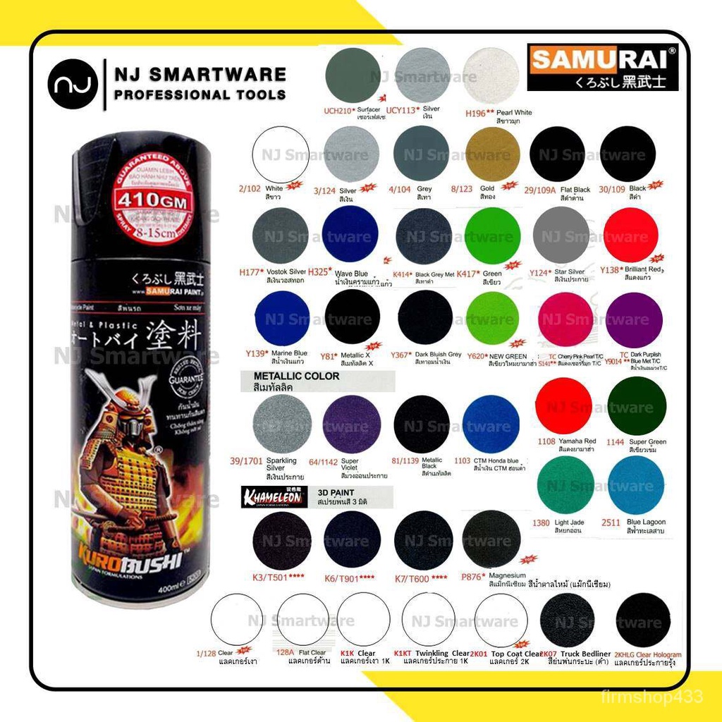 สีสเปรย์ซามูไร สีรองพื้น แลคเกอร์ 1K แลคเกอร์ 2K - SAMURAI Spray Paint L3OF