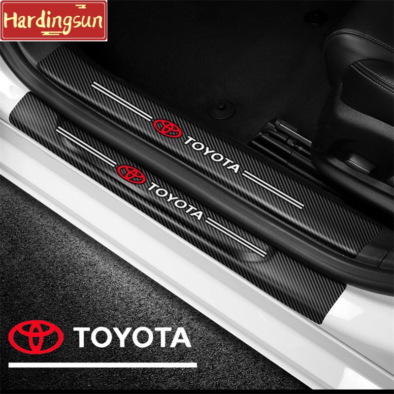 Hardingsun สติกเกอร์คาร์บอนไฟเบอร์ ป้องกันรอยขีดข่วน สําหรับติดประตูรถยนต์ Toyota Rush Calya Innona fortuner hilux CH-R Yaris wigo Prius 4 ชิ้น ต่อชุด