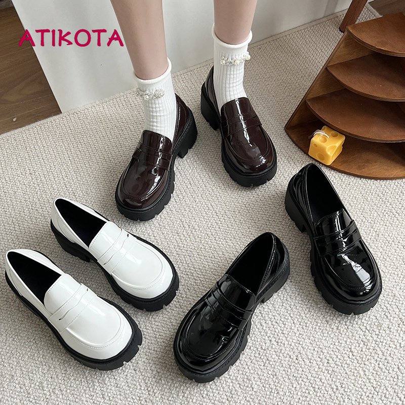 Atikota รองเท้าแมรี่เจน หนังนิ่ม หัวกลม ใส่สบาย สไตล์โลลิต้า เรโทร สําหรับผู้หญิง นักเรียน