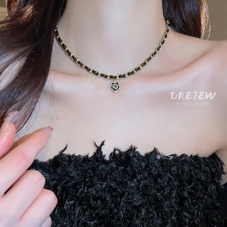 DREJEW สร้อยคอโซ่ทอง 18K จี้รูปดอกไม้ ประดับเพทาย หรูหรา สําหรับผู้หญิง
