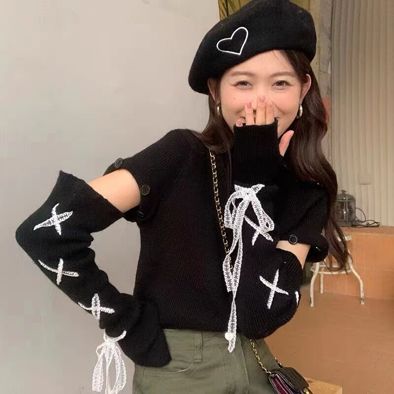 Gakki เสื้อยืดสเวตเตอร์ผู้หญิงแขนยาวกันหนาว ฟรีไซส์ 78057#