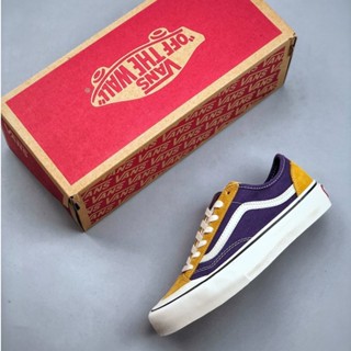 Vans รองเท้าผ้าใบ ข้อสั้น สีฟ้า สีน้ําตาล สําหรับผู้หญิง 36